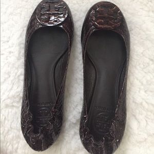 Brown Tory Burch flats.  Size 6. Barely worn